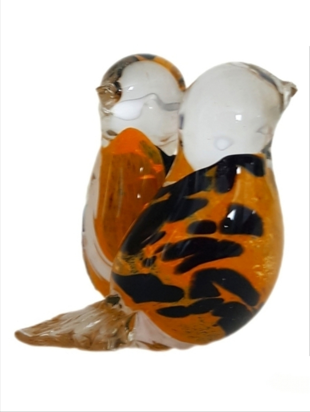Signed Mdina Malta Art Glass Lovebirds Yellow Black Bird Figurine